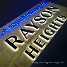 Custom Stainless steel back halo sign 3D backlit signs shop name board designs